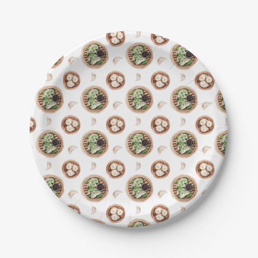 Dimsum-Wasserfarbmuster Pappteller (Vorderseite)