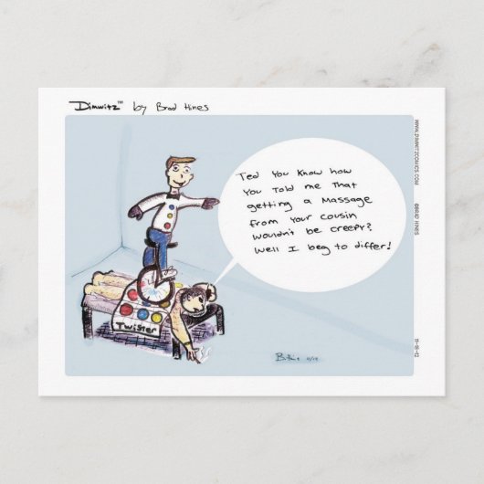 Dimwitz Einrad Massage Postcard, von Brad Hines Postkarte (Vorderseite)