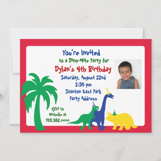 Din0-mite Birthday Einladung (Vorderseite)