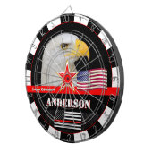 Din Red Line Darts, American Flag, Feuerwehrmann / Dartscheibe (Vorderseite rechts)