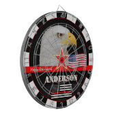 Din Red Line Darts, American Flag, Feuerwehrmann / Dartscheibe (Vorderseite Links)