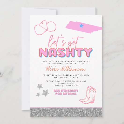 DINA Space Cowgirl Wüste Lass uns Nashty Bach I Einladung (Vorderseite)