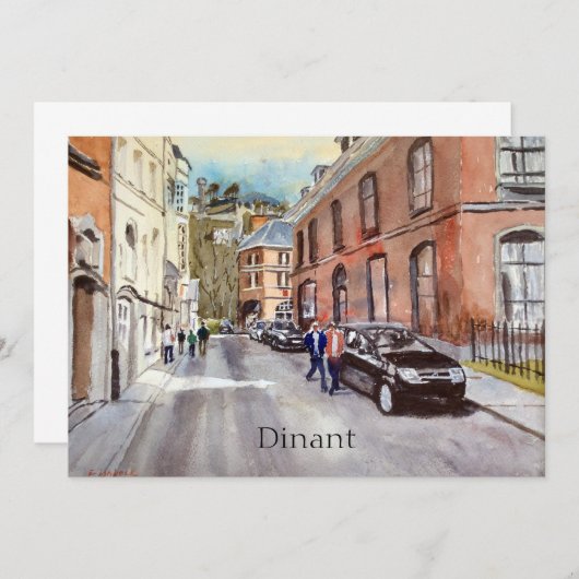 Dinant Belgium Street Scene Watercolor (Vorne/Hinten)