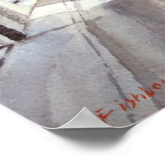 Dinant Belgium Street Scene Watercolor Poster (Ecke)