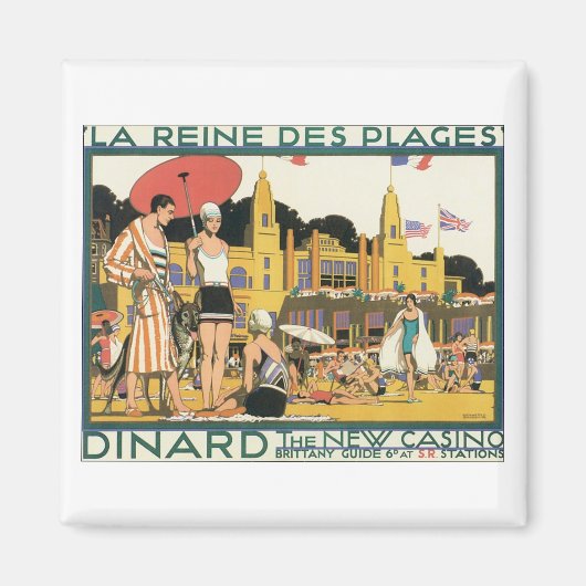 Dinard New Casino Vintage Reiseplaner Magnet (Vorne)