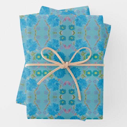 Dina's blühende Blues Wrapping Paper Geschenkpapier Set (Beispiel)