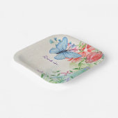 Dine In, Blue Butterfly Blume Wasserfarbe Pappteller (Gewinkelt)