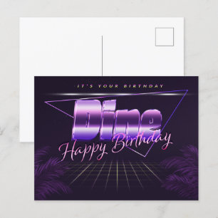 Dine Name Vorname lila Postkarte Geburtstag