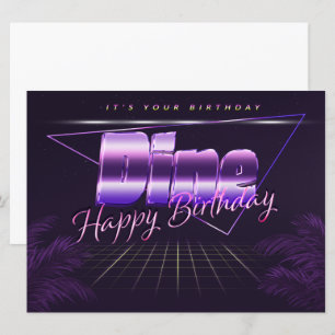 Dine Name Vorname lila retro Karte Geburtstag