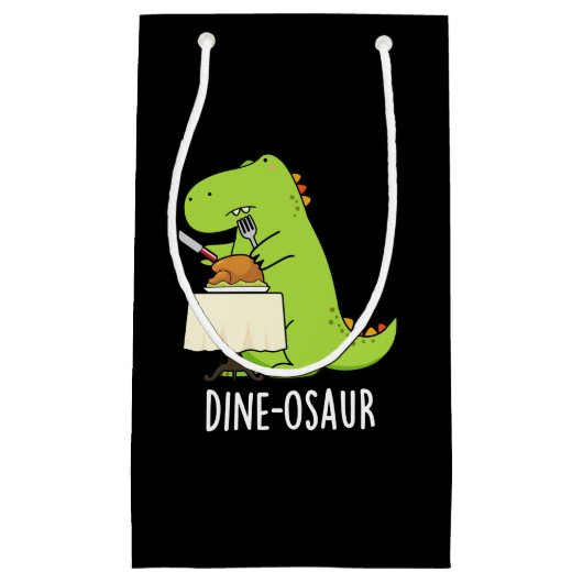 Dine osaur Funny Dinosaur Pun Dark BG Kleine Geschenktüte (Vorderseite)
