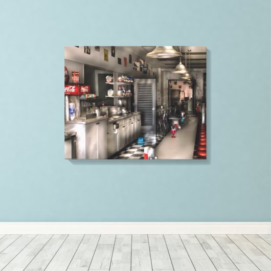 Diner - 1950er Jahre - Der Soda-Brunnen Leinwanddruck (Insitu (Holzboden))