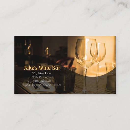 Diner Bar Business Card Weinkarte Visitenkarte (Vorderseite)