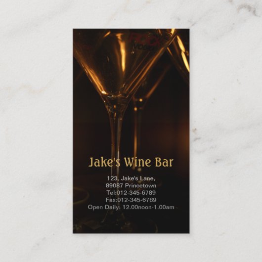 Diner Bar Restaurant Weinkultur und Erde Visitenkarte (Vorderseite)