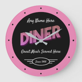 Diner beliebigen Namen seit Datum Retro sehen rosa Große Wanduhr