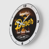 Diner beliebiger Name Datum Palm Trees graue Grenz Große Wanduhr (Winkel)