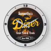 Diner beliebiger Name Datum Palm Trees graue Grenz Große Wanduhr (Vorderseite)