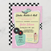 Diner Birthday Party 1950s 50er Retro Einladung (Vorne/Hinten)