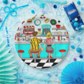 Diner der 50er Jahre | Hängebänder für Doppelhülse Pappteller (Party)