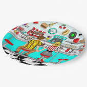 Diner der 50er Jahre | Hängebänder für Doppelhülse Pappteller (Schrägansicht)