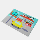 Diner Door Mat der 50er Jahre Fußmatte (Schrägansicht)