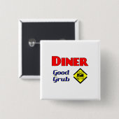Diner Good Grub Hamburger Restaurant Art Button (Vorne & Hinten)