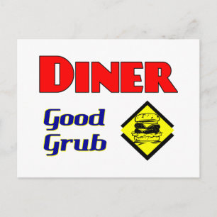 Diner Good Grub Hamburger Restaurant Art Postkarte
