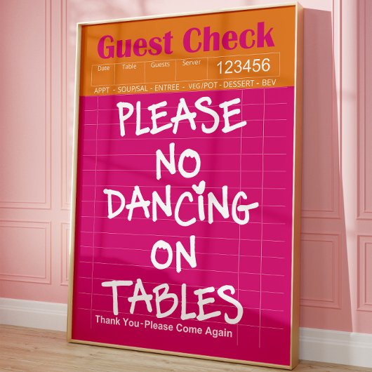 Diner Guest Check Funny Kitchen Decor Wall Art  Poster