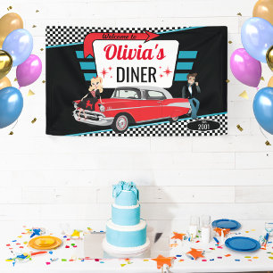 Diner im Stil der 1950er Jahre, Retro-Auto, Geburt Banner