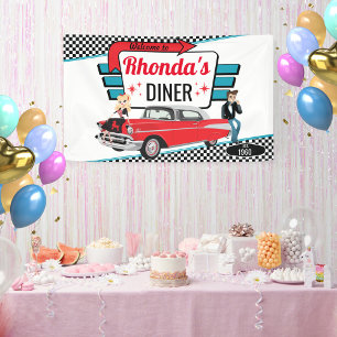 Diner im Stil der 1950er Jahre, Retro-Auto, Geburt Banner
