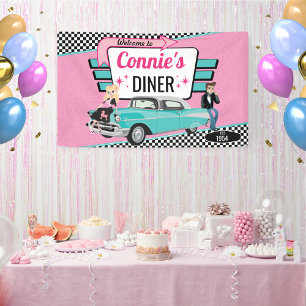Diner im Stil der 1950er Jahre, Retro-Auto, Geburt Banner