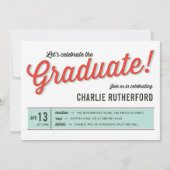 Diner Inspiriert Retro Typografy Graduation Party Einladung (Vorderseite)