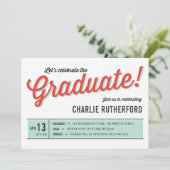 Diner Inspiriert Retro Typografy Graduation Party Einladung (Stehend Vorderseite)
