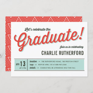 Diner Inspiriert Retro Typografy Graduation Party Einladung