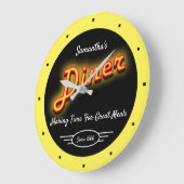 Diner irgendeinen Namen seit Datum Imitate Neongel Große Wanduhr (Winkel)