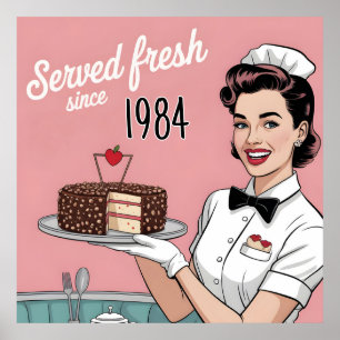Diner Pin-Up: Retro-Kellnerin und benutzerdefinier Poster