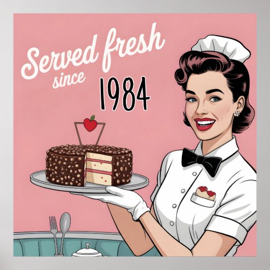 Diner Pin-Up: Retro-Kellnerin und benutzerdefinier Poster (Vorne)
