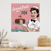 Diner Pin-Up: Retro-Kellnerin und benutzerdefinier Poster (Küche)