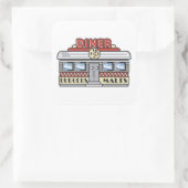 Diner Quadratischer Aufkleber (Tasche)