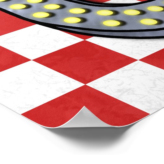Diner Retro 50er Red Checkered | INDIVIDUELLE NAME Poster (Ecke)