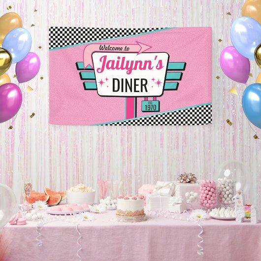 Diner Retro Birthday Party Sock Hop Banner
