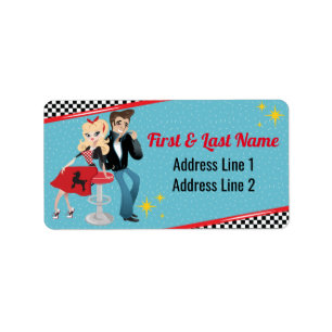 Diner Retro Jukebox Geburtstagsparty Sock Hop Adressaufkleber