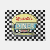 Diner Sign Retro 50er Black Checked| Individuelle Fußmatte (Vorderseite)