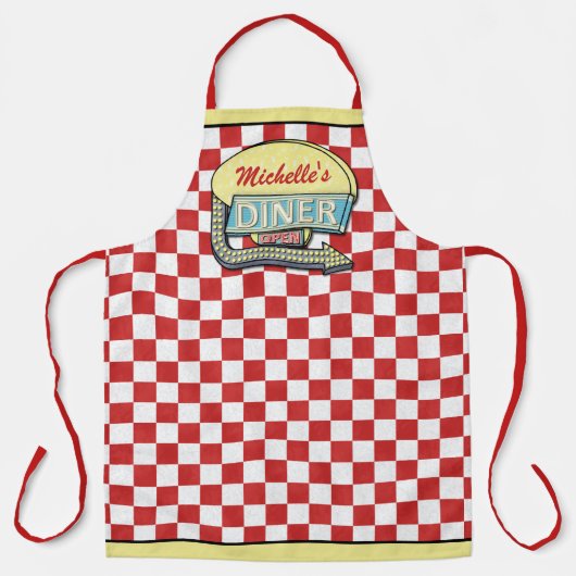 Diner Sign Retro 50er Mitte des Jahrhunderts Moder Schürze (Vorderseite)