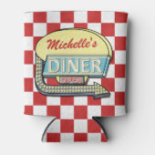 Diner Sign Retro 50er Red Checkered | INDIVIDUELLE Dosenkühler (Vorderseite)