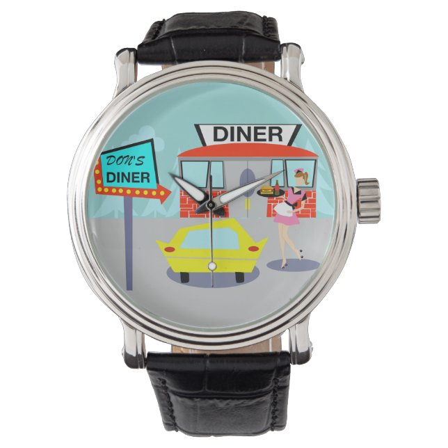 Diner Watch in den 50er Jahren Armbanduhr (Vorderseite)