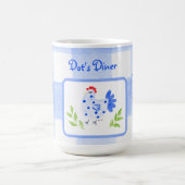 Diner Watercolor Blue Hen Check SUNDAY Personalize Kaffeetasse (Mittel)