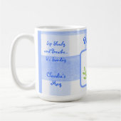 Diner Watercolor Blue Hen Check SUNDAY Personalize Kaffeetasse (Links)