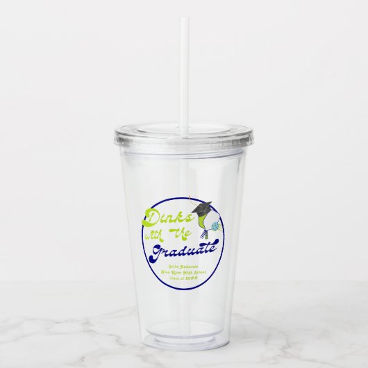 Diners mit Graduate Green Pickleball Abschluss Acryltrinkbecher (Vorderseite)