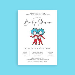 Ding Eins Ding Zwei   Blaue Zwillinge-Baby-Party Einladung