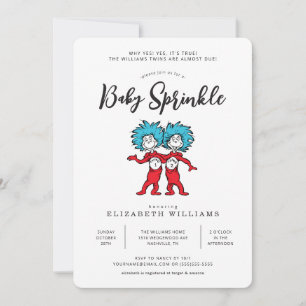 Ding Eins Ding Zwei Rote Zwillinge Baby Sprinkle Einladung